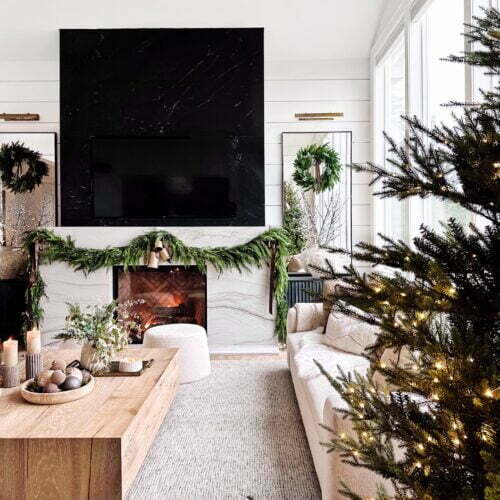 Christmas tree in a modern living room.