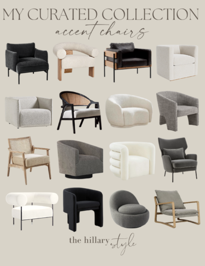 Curated collection of accent chairs.