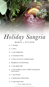 Holiday sangria with orange garnish.