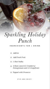 Sparkling holiday punch with fruit.