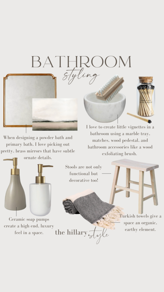 Bathroom styling with natural elements.