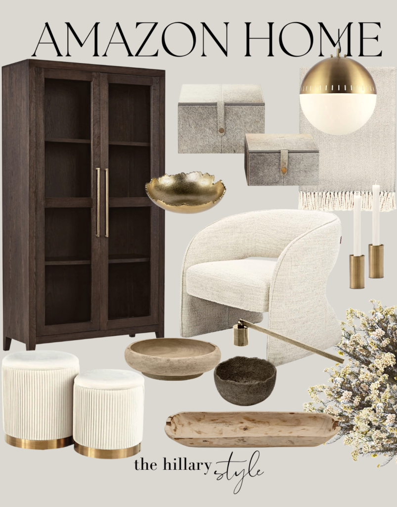 Amazon home decor with white and gold accents.