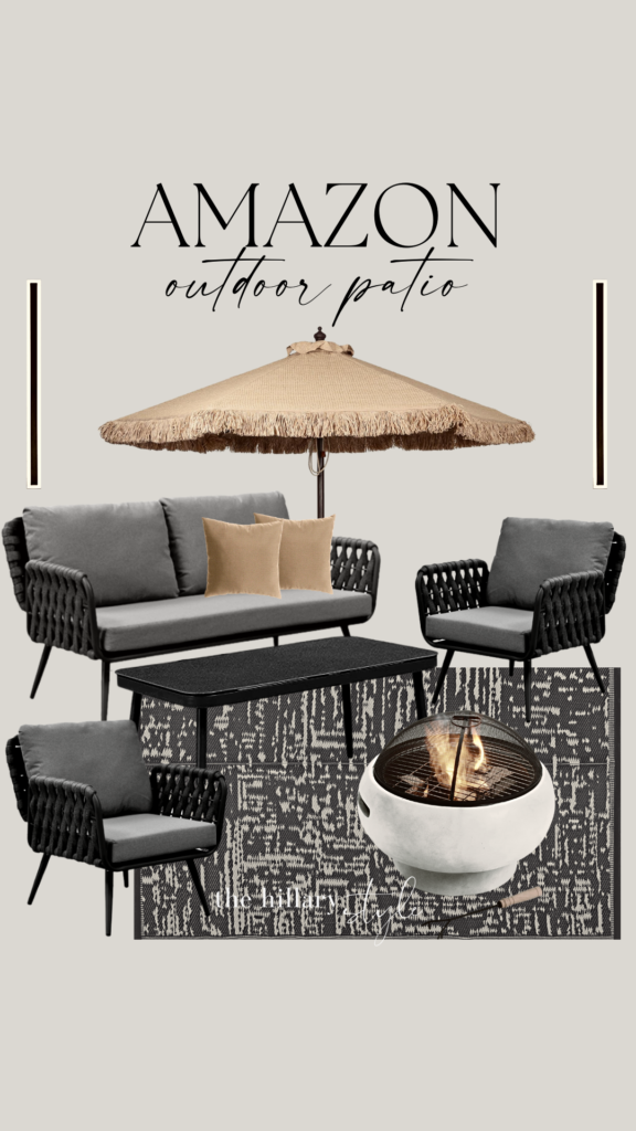 Amazon outdoor patio furniture with fire pit.