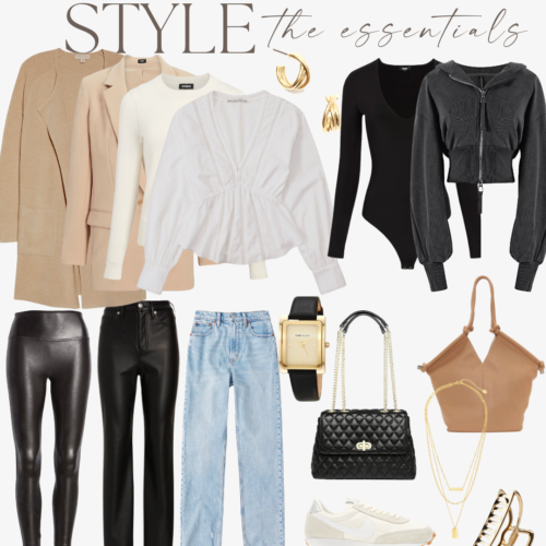 Weekly style essentials outfit collage.