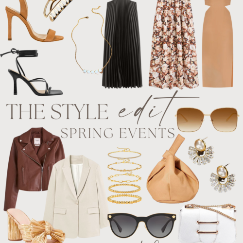 Spring event fashion styling collage.