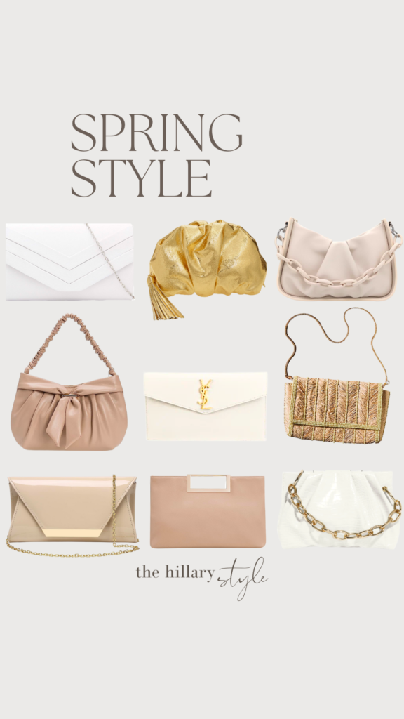 Spring style handbags in various colors.