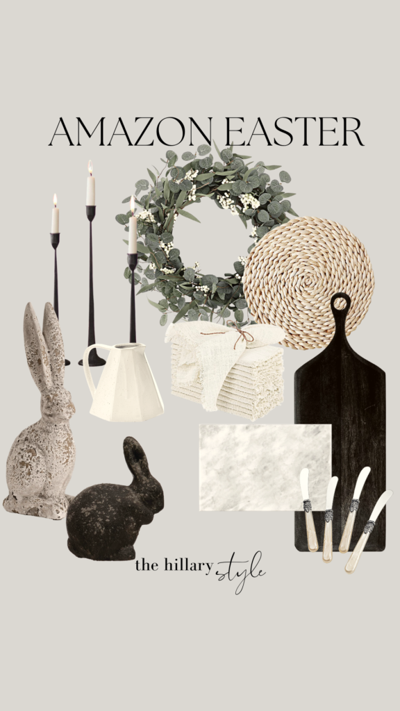 Easter decor with bunnies and candles.