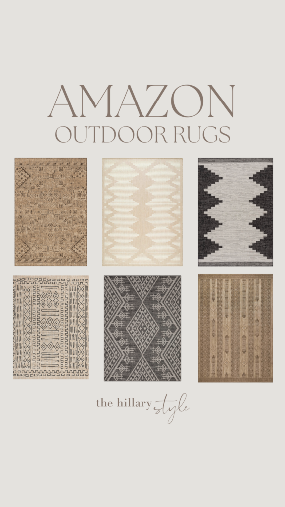 Six patterned outdoor rugs from Amazon.