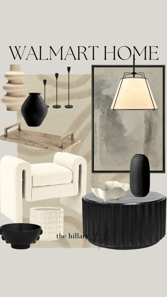 Walmart home decor with black and white accents.