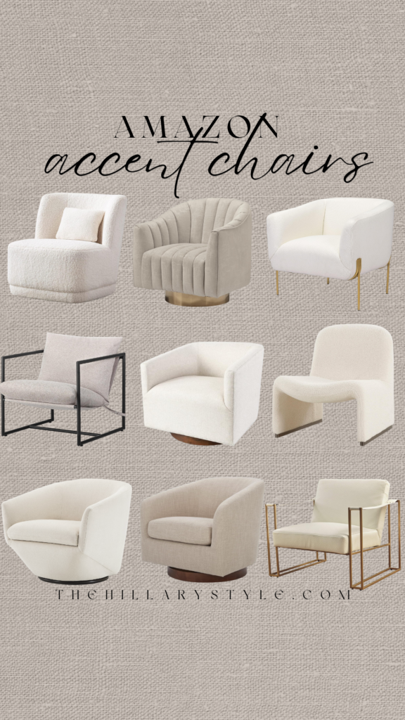 Nine modern accent chairs in white