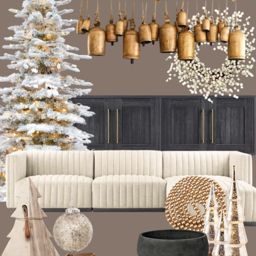 Holiday home decor with a white Christmas tree.