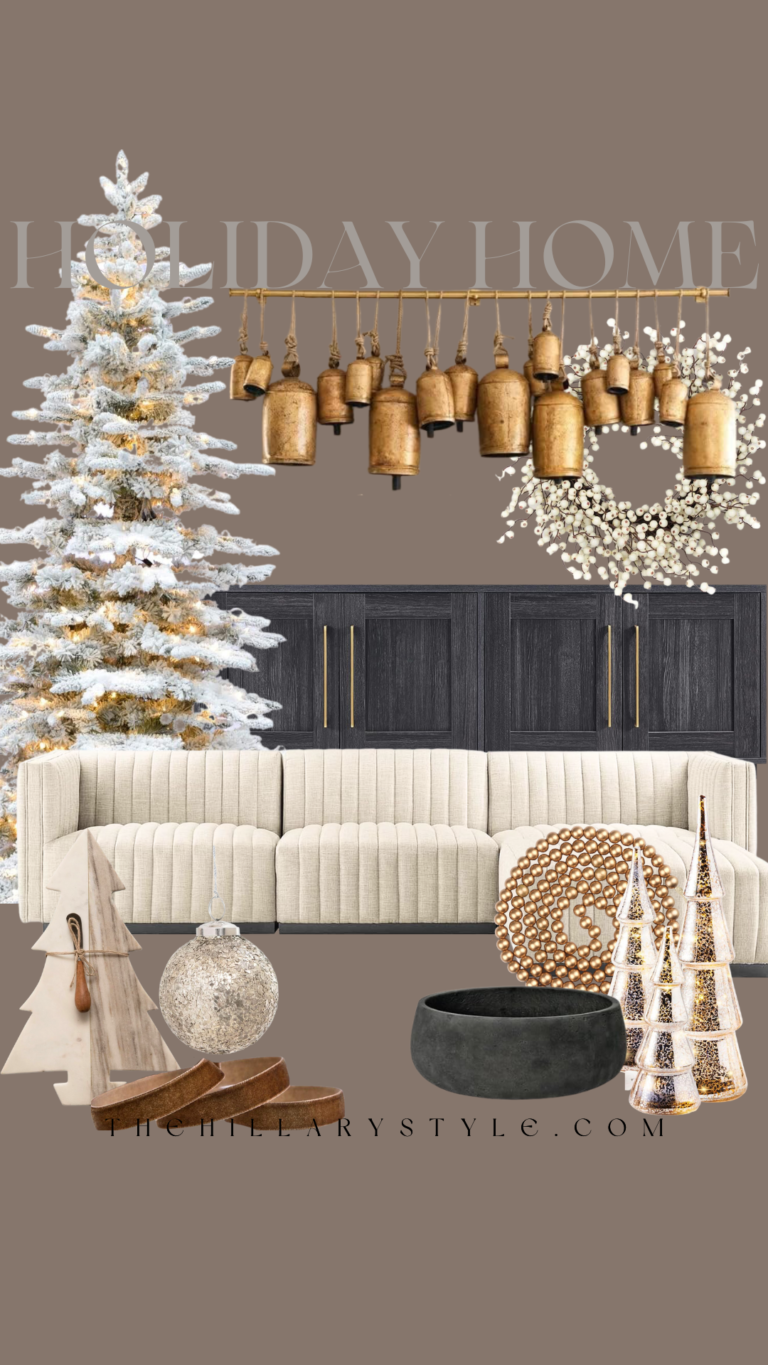 Holiday home decor with a white Christmas tree.