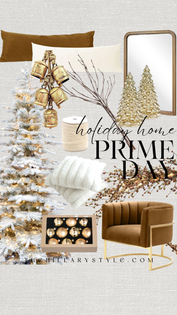 Holiday home decor with gold accents.