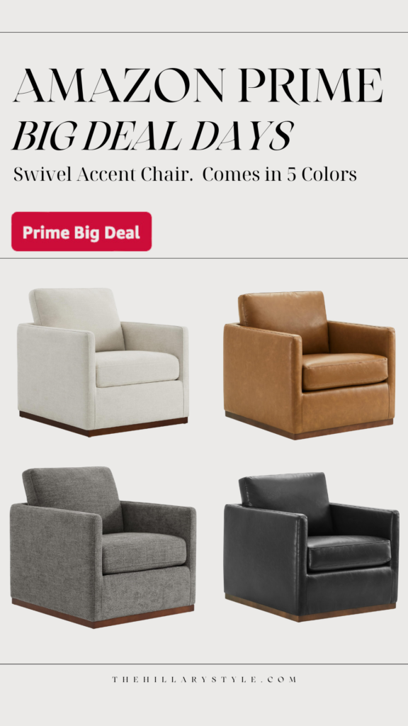 Swivel accent chair in five colors.