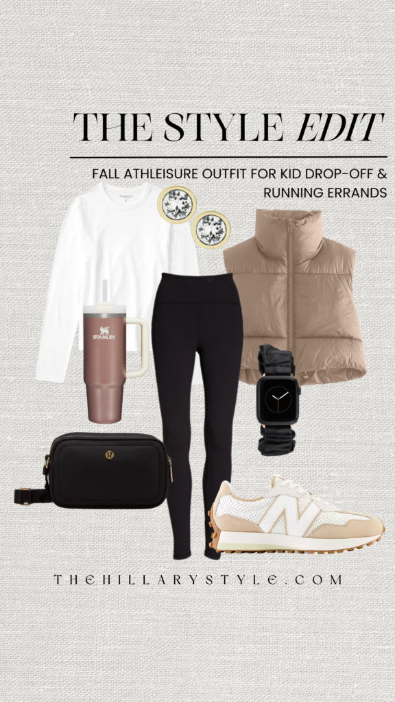 Casual fall outfit for errands and drop-off.