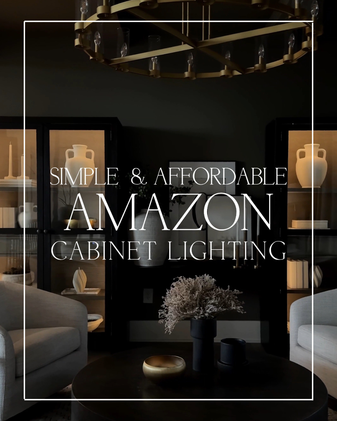 Amazon cabinet lighting in living room.