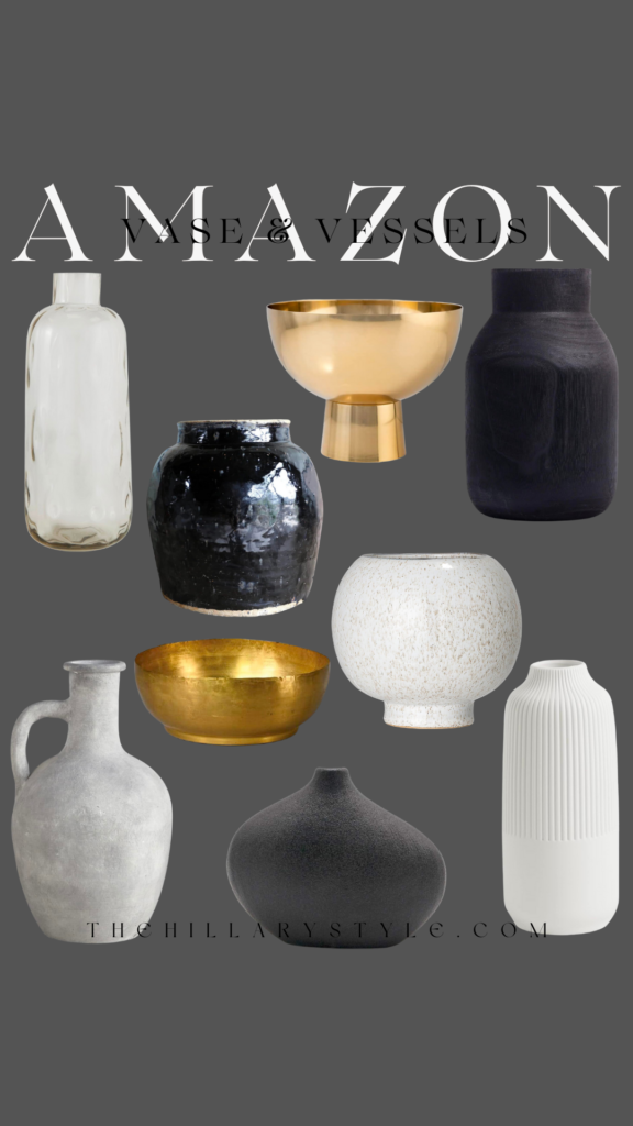 Assortment of decorative vases and bowls.