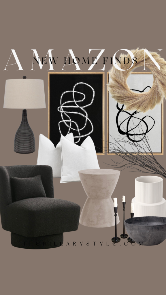 Black and white art with home decor.