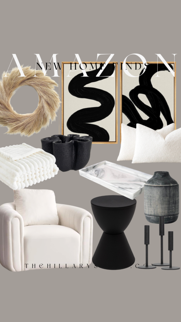 Home decor with black and white accents.