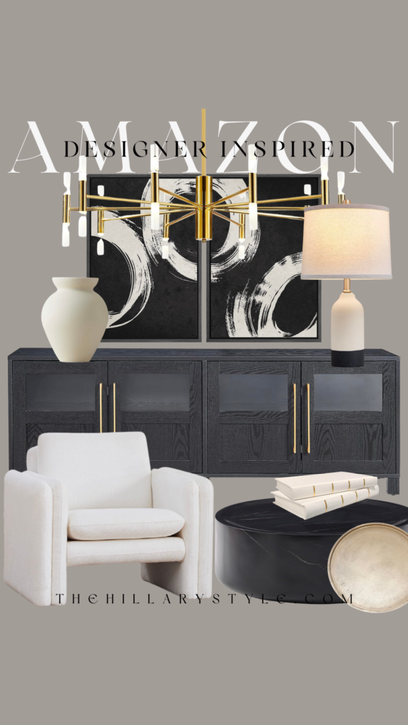 Black and gold living room furniture.