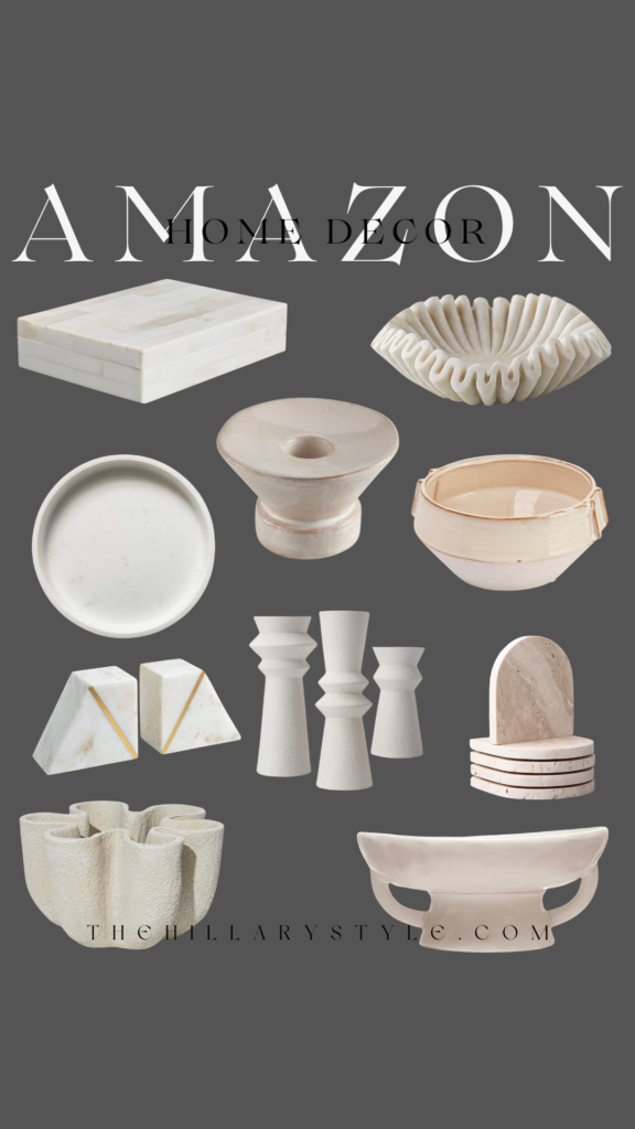 White marble home decor items.