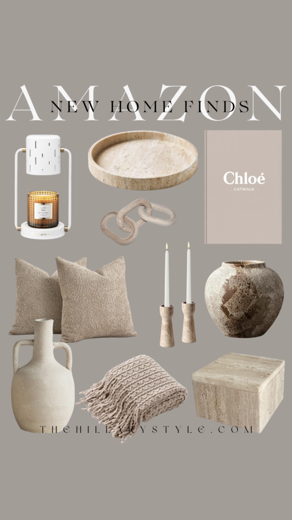 Home decor items in neutral tones.