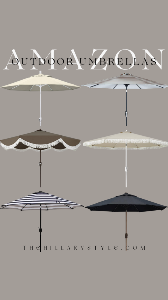 Four outdoor umbrellas for sale.