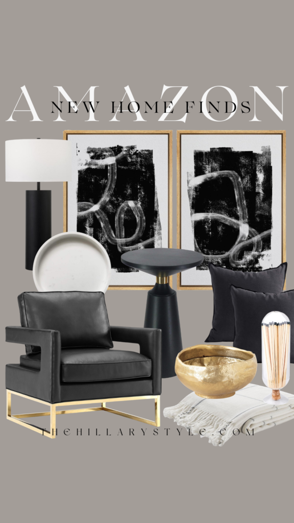 Black and gold living room decor.