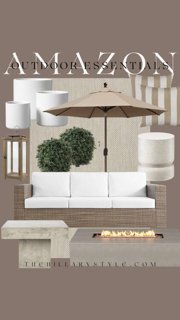 Outdoor furniture and decor essentials.