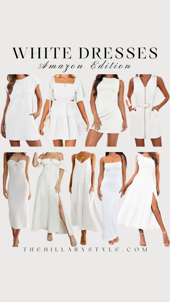 White dresses, Amazon fashion finds.